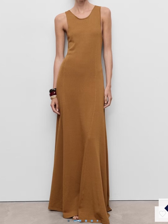 Mango Dresses & Skirts - Mango Sleeveless Maxi Dress in Camel Brown KNIT LONG DRESS 4082